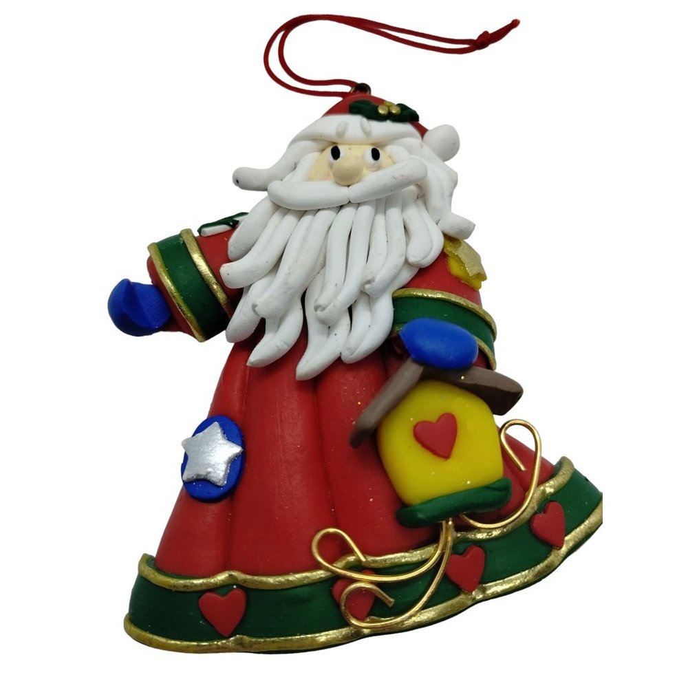 Whimsical Santa Claus Polymer Clay 4 in Christmas Holiday Ornament
